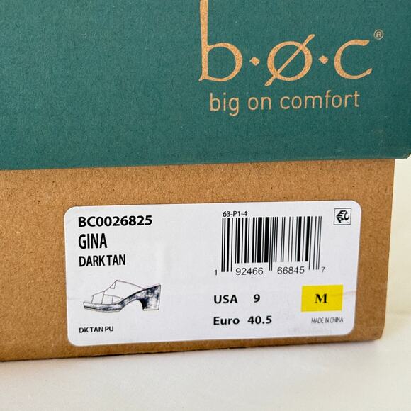 BOC Gina SlipOn Leather Crisscross Platform Sandals Sz 9 Chunky Brown Granny New - Picture 10 of 10